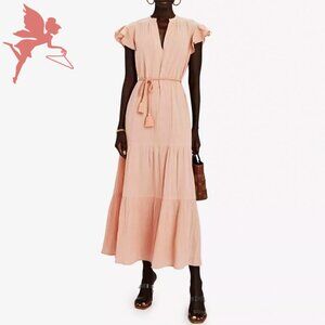 INTERMIX BEACH CLUB Antonia Short Sleeve  Cotton Maxi Dress